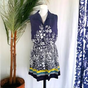 BeBop Women's Sleeveless Button Down Floral Stretch Midi A-Line Dress Size Large